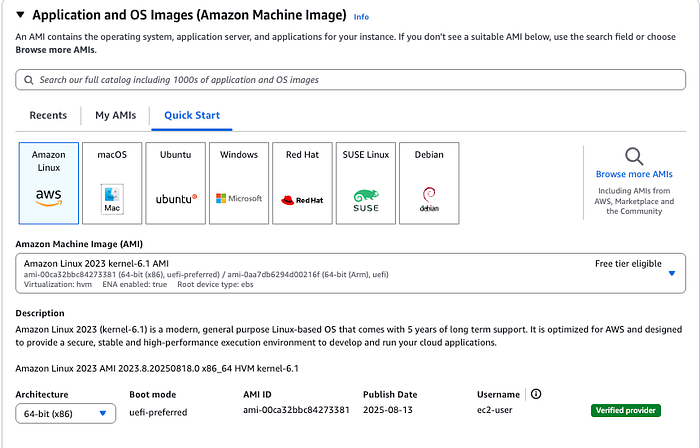 Amazon Linux Instance Selection